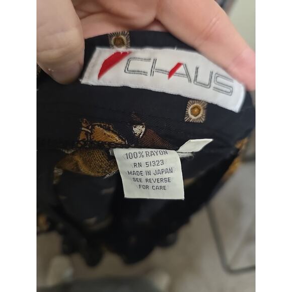 Vintage 90s Chaus Black Equestrian AOP Pleated Casual Midi Skirt Womans Size 8 - Picture 6 of 8